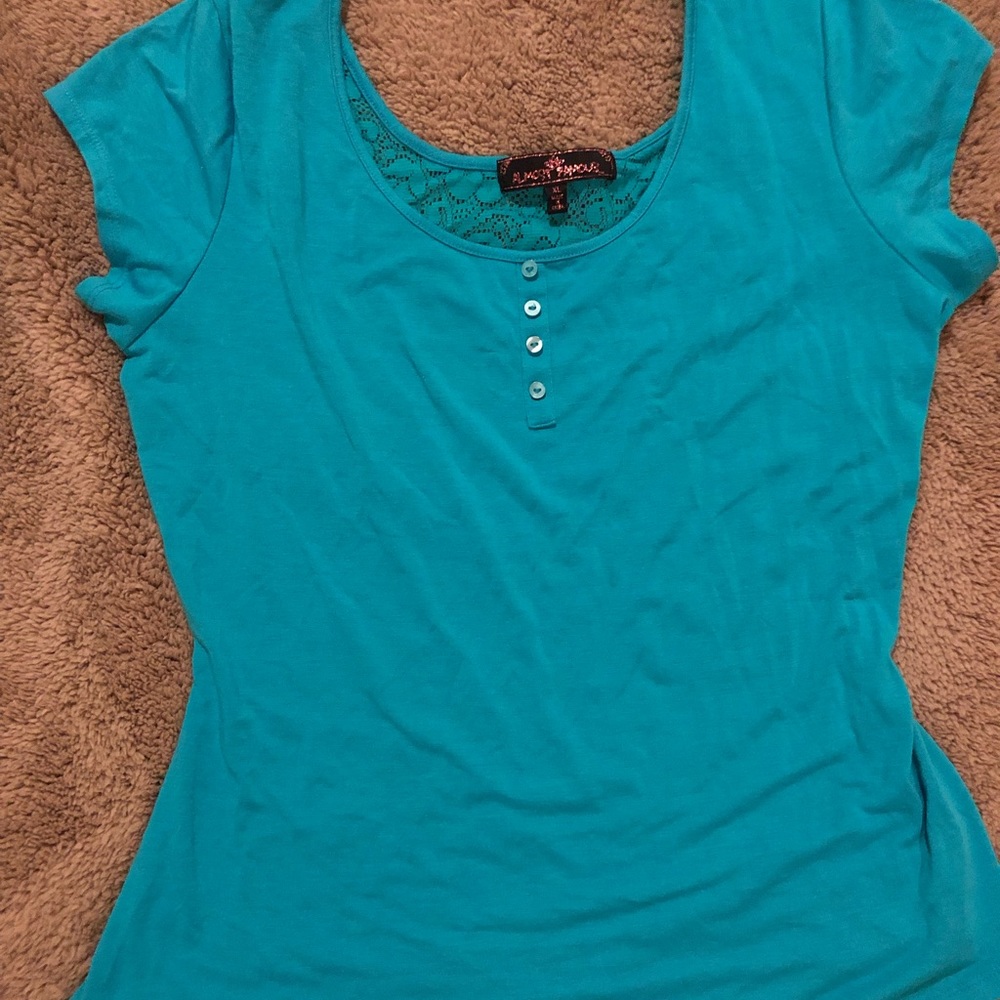 Never worn Teal cap sleeve lace back